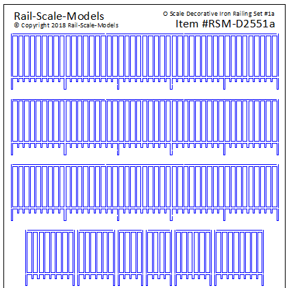 O Scale Decorative Iron Railing Set 1 ~ Linear